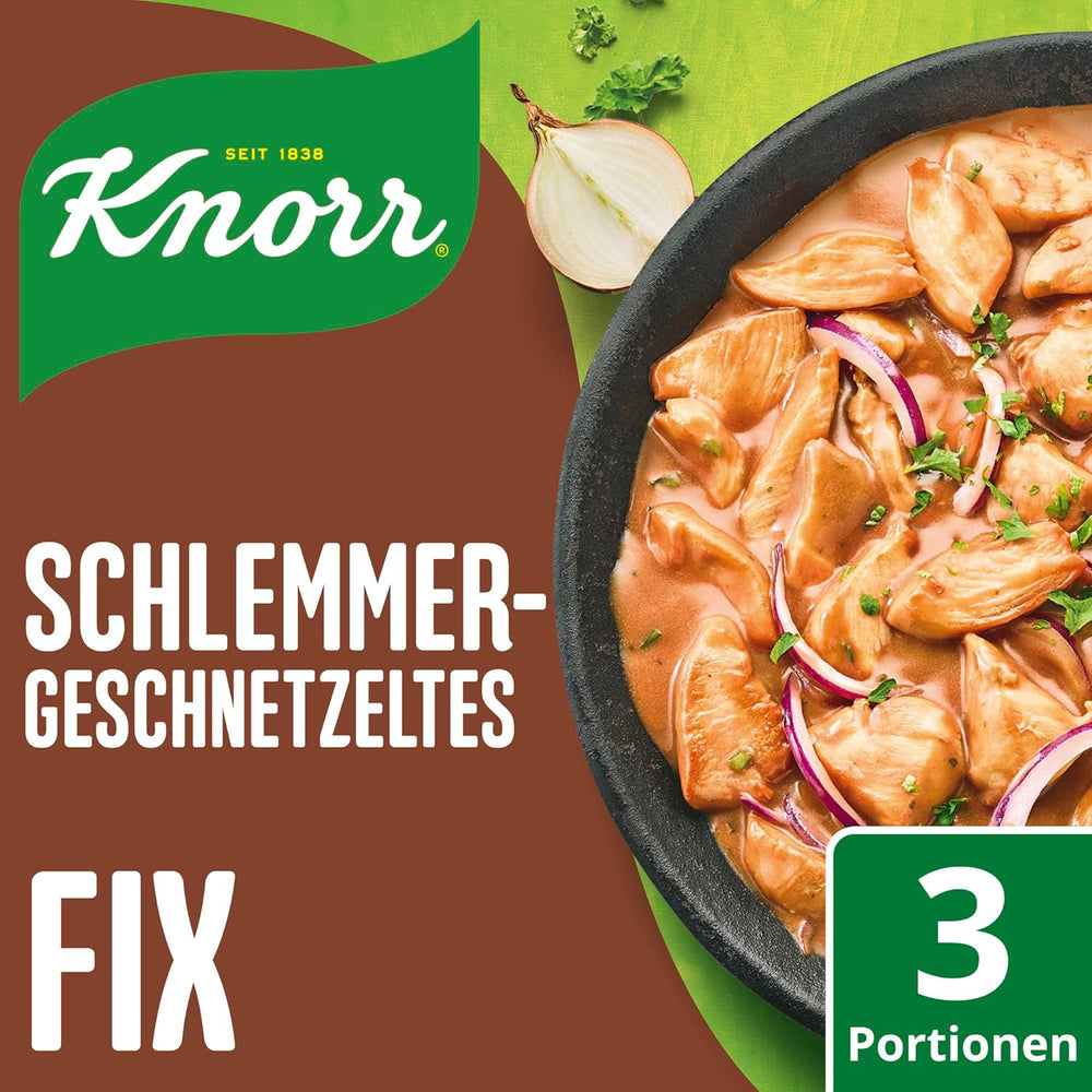 Knorr Fix Würzmischung Schlemmer-Geschnetzeltes für ein leckeres Fleischgericht ohne geschmacksverstärkende Zusatzstoffe 43 g 1 Stück