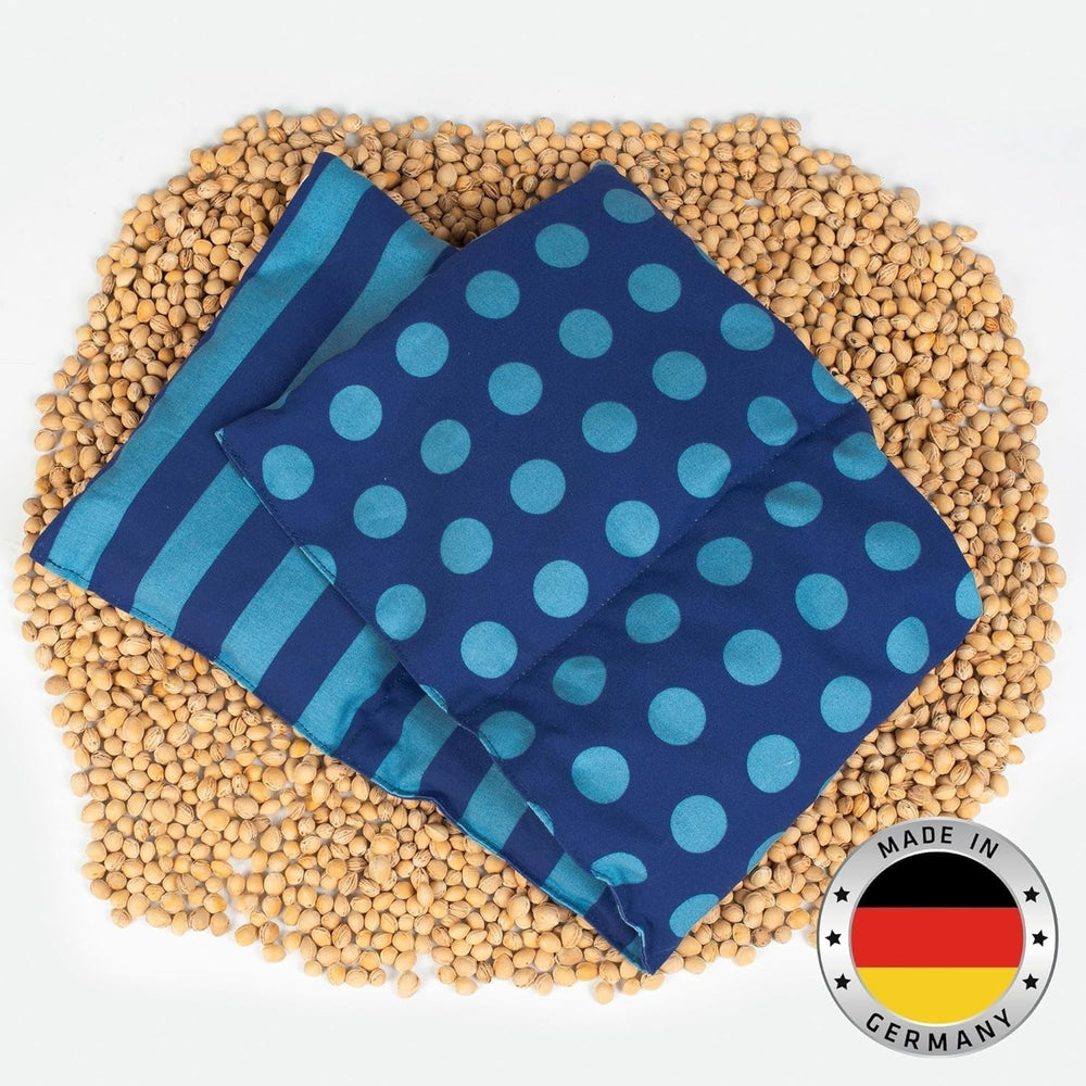 Pernă din piatră de cireș Potrivit pentru cuptor cu microunde și cuptor - Albastru cu dungi și puncte I Handmade I Made in Germany I Aprox. 20 X 60Cm I Oeko-Tex bumbac I Pernă gât spate Perne ortopedice cervicale Naty Shop