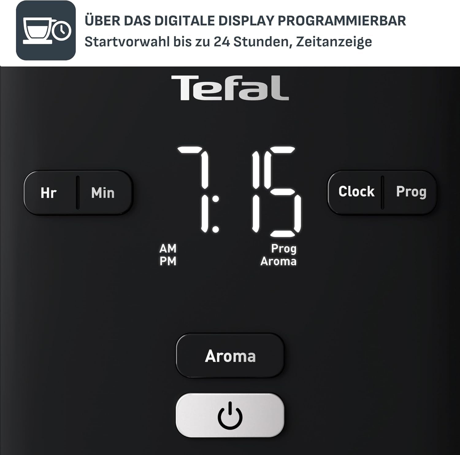 Espressor Tefal Smart'n Light cu temporizator, espressor cu filtru programabil 1,25 l, funcție de aromă pentru o aromă intensă, funcție de menținere la cald, anti-picurare și ușor de curățat, negru