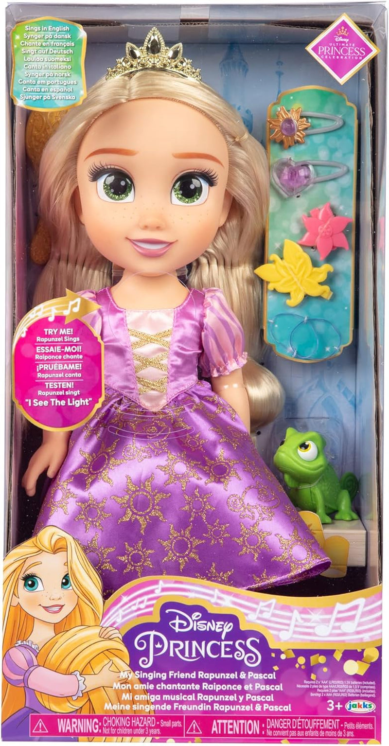Disney Princess Singende Rapunzel Puppe 35 cm, singt „I See The Light“, inklusive Zubehör für mehr Spielspaß, perfekt Mädchen ab 3 Jahren, Lila