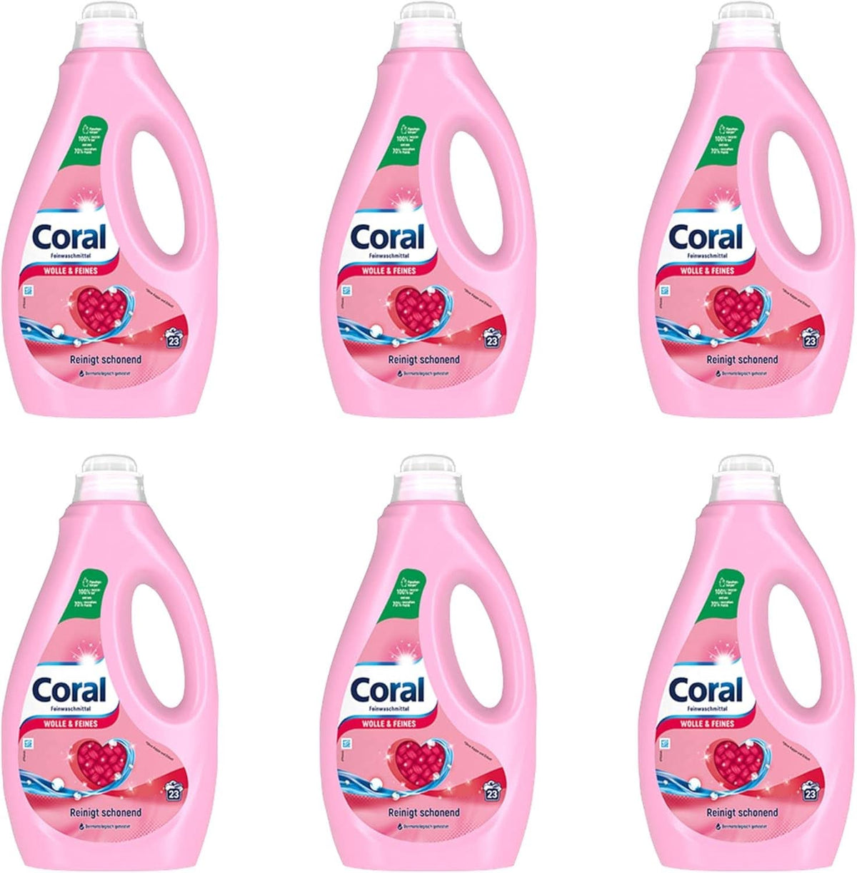 Coral detergent lichid delicat pentru lână și rufe delicate, 23 spalari, 1,15 litri Detergenti Rufe Naty Shop Set 6 x 1.15 litri