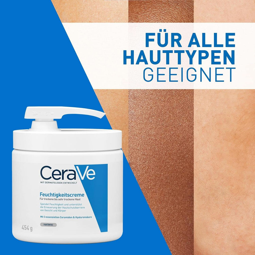 Cerave, Cremă hidratantă pentru corp și față pentru pielea uscată, cu hialuron și 3 ceramide esențiale, 454 g Cosmetice si Infrumusetare Naty Shop