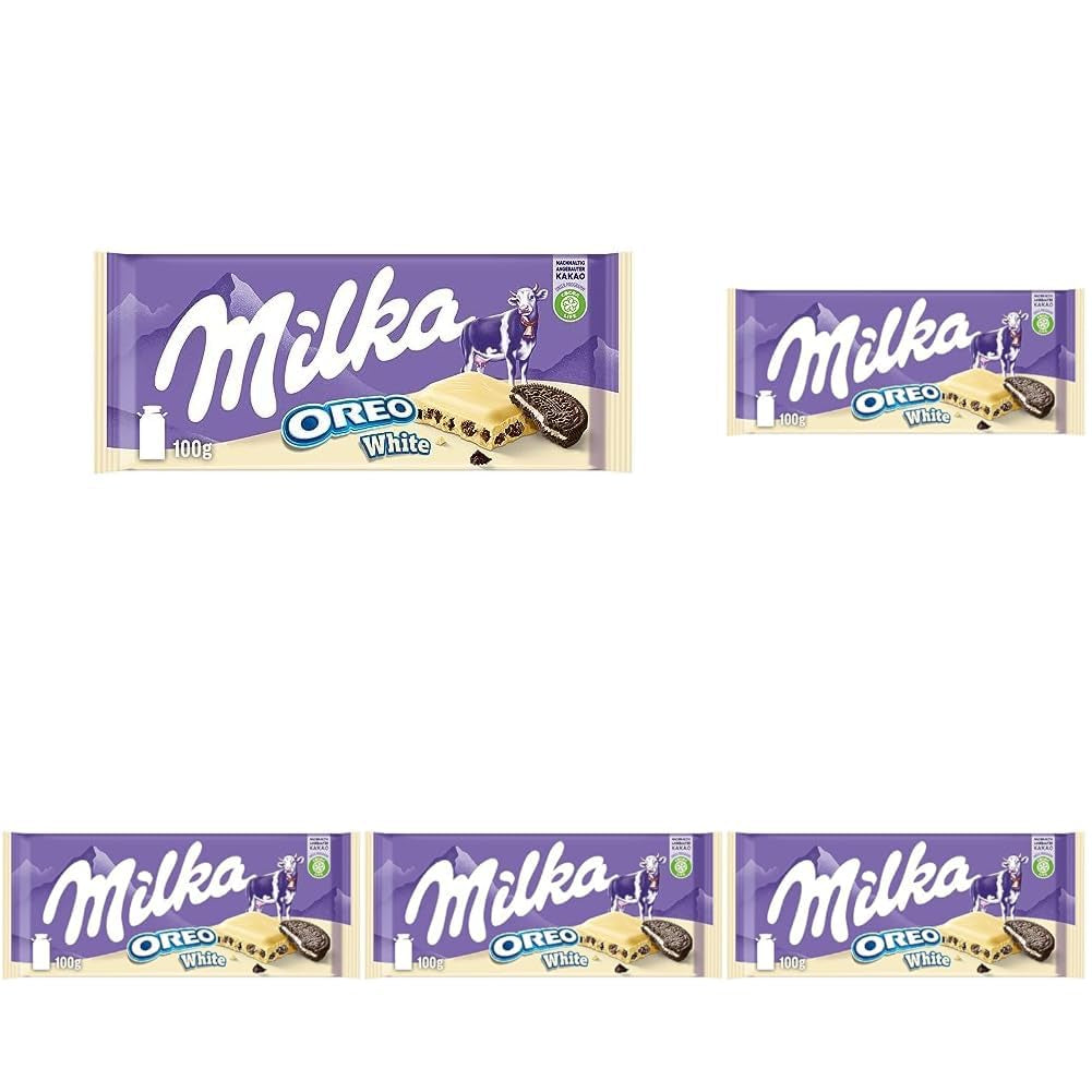 Sandwich Milka Oreo – Ciocolată cu lapte alpină, umplută cu bucățele crocante de biscuiți Oreo și cremă fină de vanilie – 92g