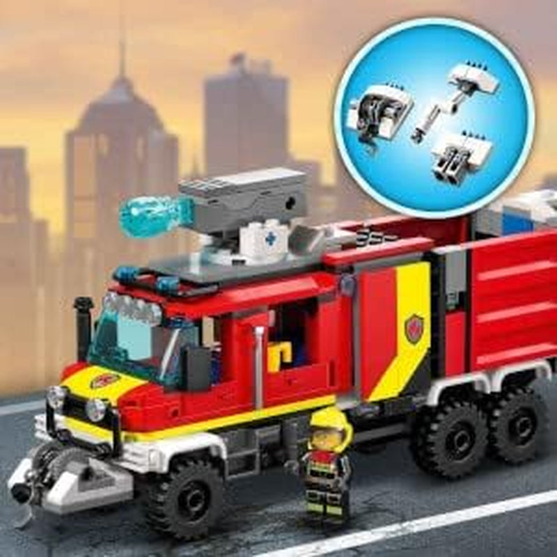LEGO 60374 City Fire Brigade Command Vehicle, jucărie modernă cu camion de pompieri, cu drone de stingere a incendiilor, cu figuri pentru copii Seturi de constructie Besuche den LEGO-Store