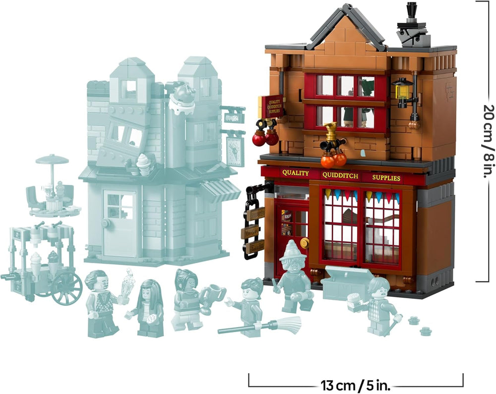 LEGO Harry Potter Qualität für Quidditch & Fortescues Eissalon - Set mit 2 Winkelgasse Läden, 6 Minifiguren & Zubehör inkl. Nimbus 2000 Besen - Geschenk für Jungen & Mädchen ab 8 Jahren - 76452