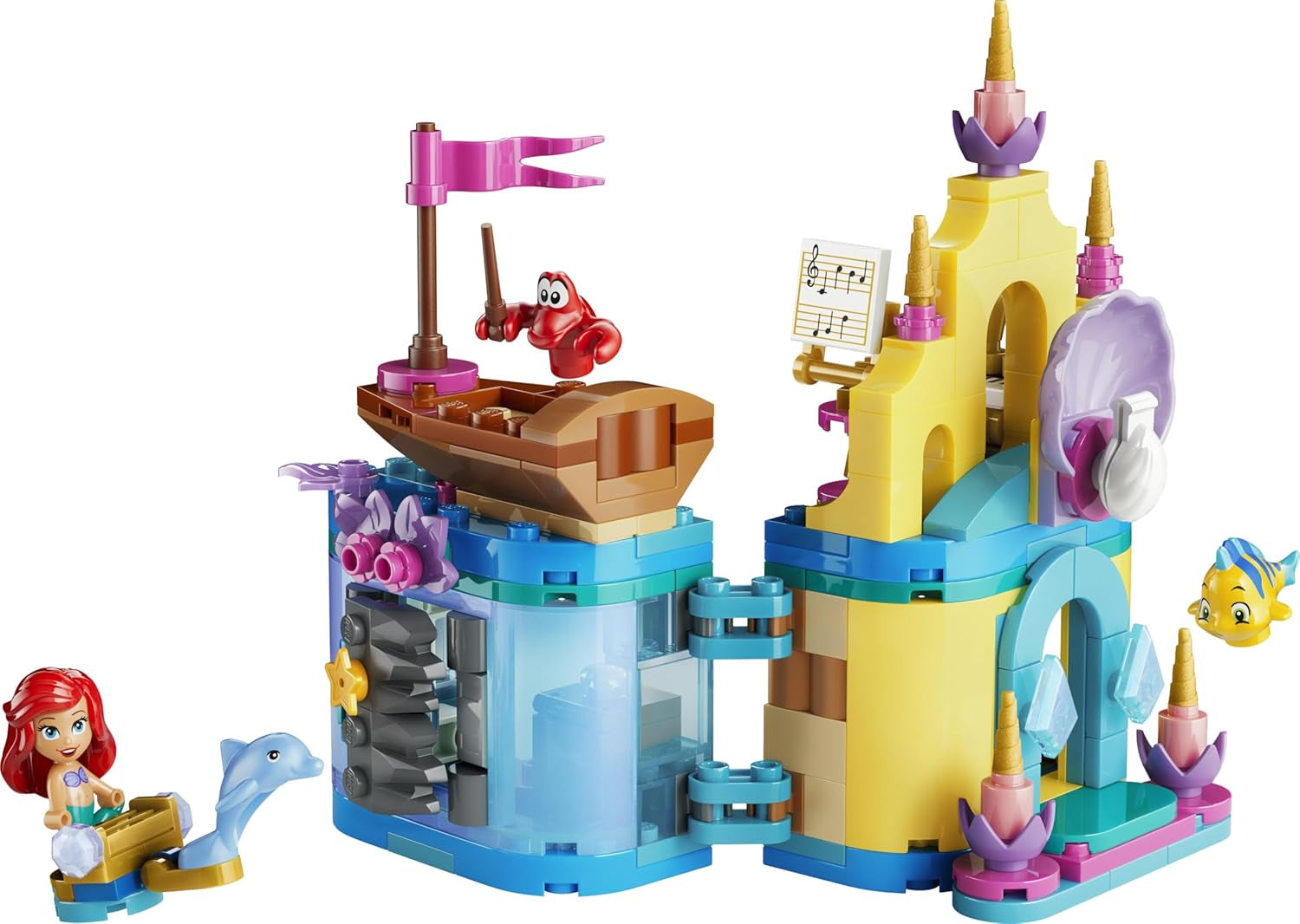 LEGO ǀ Disney Princess Arielles Magisches Mini-Schloss - Spielzeug Schloss aus Die kleine Meerjungfrau mit Einer Mikro Puppe, Tierfiguren Sebastian & Fabius - Geschenk für Mädchen ab 5 Jahren - 43285