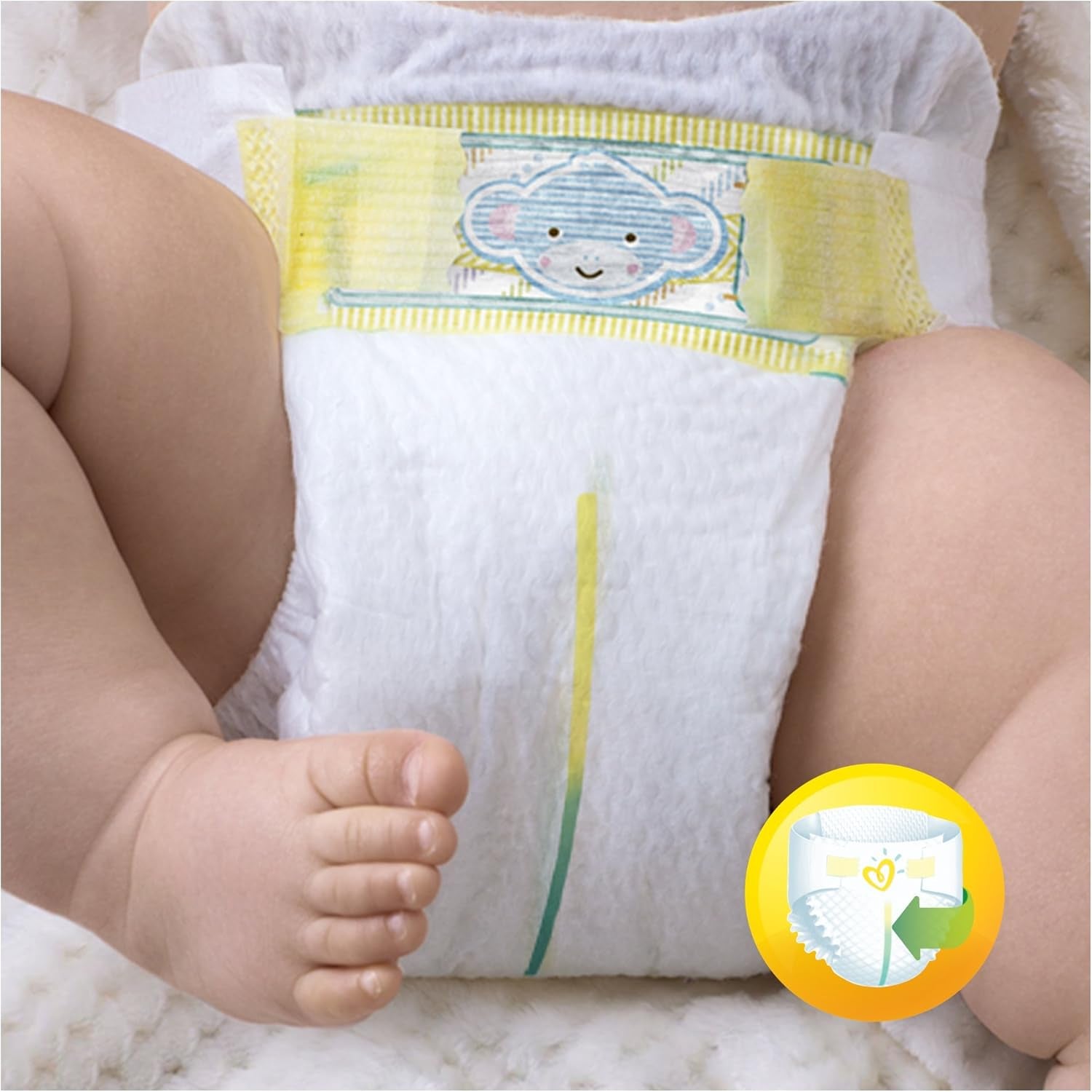 Scutece Pampers Premium Protection pentru bebeluși noi, pachet Jumbo, mărimea 1, 72 bucăți