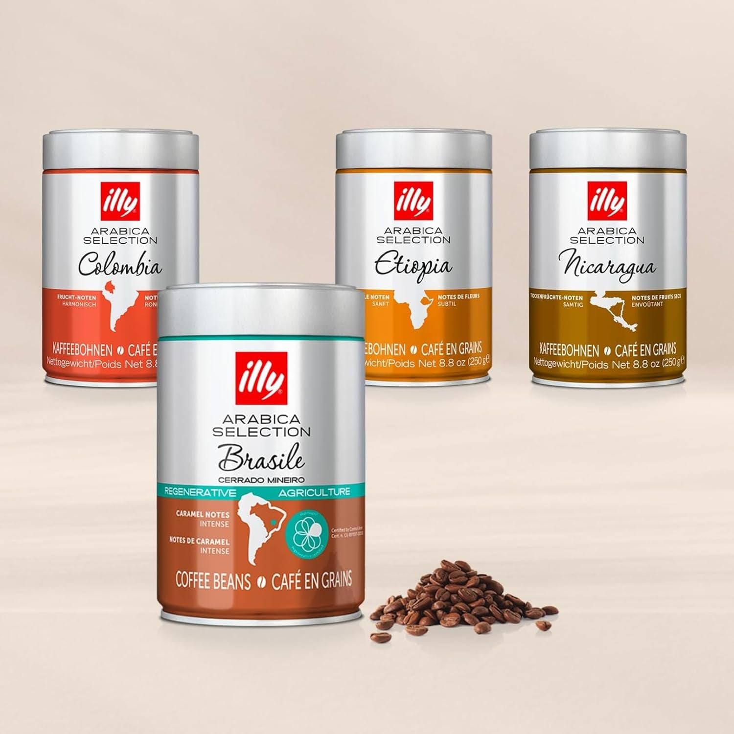 illy, Kaffeebohnen Arabica Selection Costa Rica, 100% Arabica mit Karamell-, Schokoladen- und Vanillenoten, süßer Geschmack, 1 Dose mit 250g