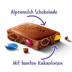 Ciocolată Milka cu linte colorată cu cacao – Ciocolată cu lapte alpină cu linte crocantă cu ciocolată – 100g