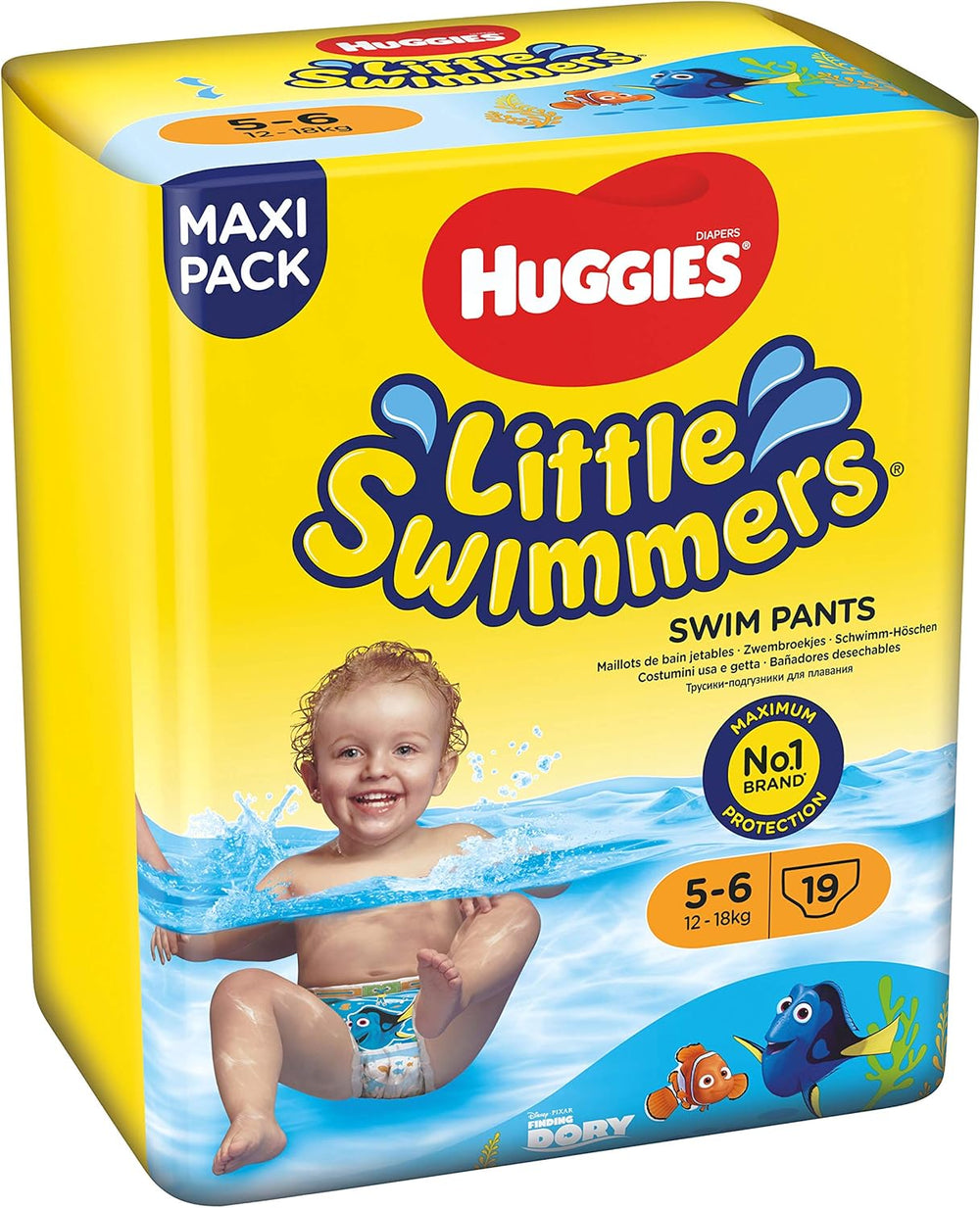 Scutece de înot Huggies Little Swimmers mărimea 5/6 (12-18 kg), 1 pachet a câte 19 bucăți