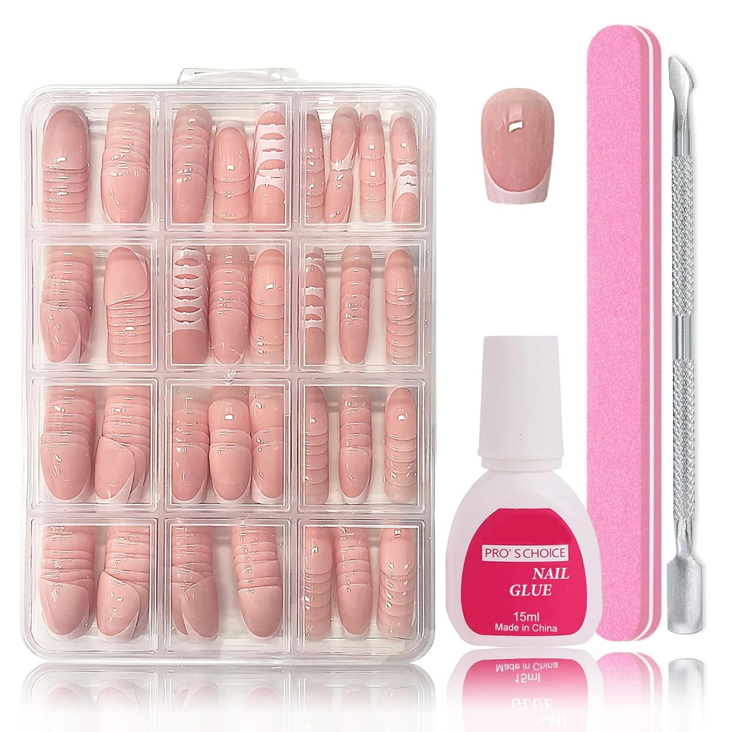 240 Stück Falsche Nägel Tips Set - Französisch Falsche Nägel Zum Aufkleben - Künstliche Nägel Medium Quadrat Ballerina Nail Art Manicure Fake Nails Für Damen Und Frauen (French Medium Ballerina)