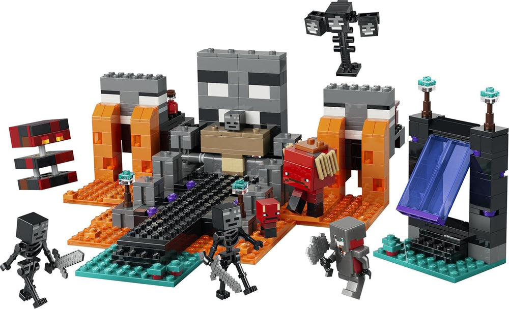 LEGO Minecraft Duell mit dem Wither - Geschenk für Junge Gamer - Merchandising für Fans - Minecraft - Bauset mit vielen Kreaturen und Werkbank für Jungen und Mädchen ab 8 Jahren - 21590