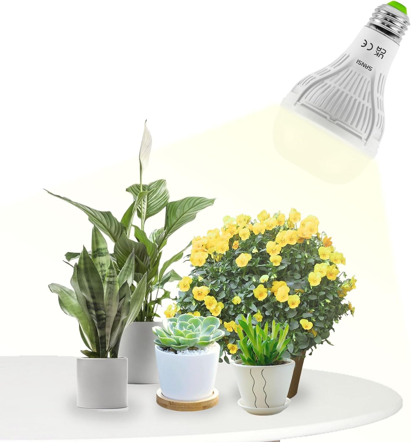 SANSI Lampă LED cu spectru complet de 30W pentru plante de interior, echivalent 250W, lampă de creștere E27 cu PPFD ridicat, lampă de creștere 4000K 660nm cu unghi de fascicul de 60° pentru răsaduri, legume, flori, hidroponie