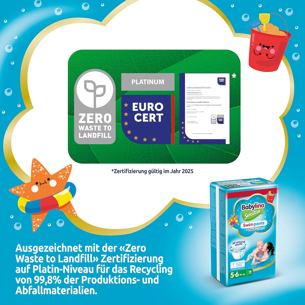 Scutece Sensitive Swim Pants, pentru mare și piscină, mărimea 5-6 (peste 14 kg), 84 bucăți