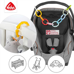 Fehn 10 set de inele de fixare - cârlige de fixare pentru scaunul de mașină al bebelușului, parc și pătuț - inele de prindere lanț pentru cărucior pentru acasă și în mișcare - inele C pentru bebeluși și copii mici de la 0+ luni Jucarii Bebe Naty Shop