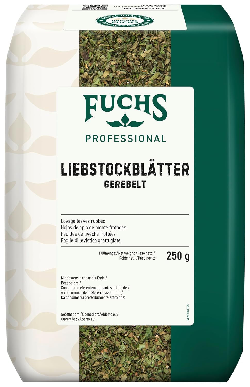 - Liebstockblätter gerebelt | Für salzarme Küche geeignet, passt zu Eintöpfen oder Salaten | Profi-Qualität für Großverbraucher | 0,25 kg im recyclebaren Beutel