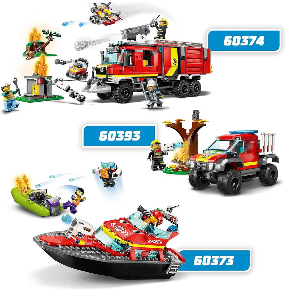 LEGO 60373 City Feuerwehrboot, Spielzeug, das im Wasser schwimmt, mit Rennboot, 3 Minifiguren und Jetpack, Feuerwehr-Boot-Spielzeug Geschenkidee für Jungen und Mädchen ab 5 Jahren