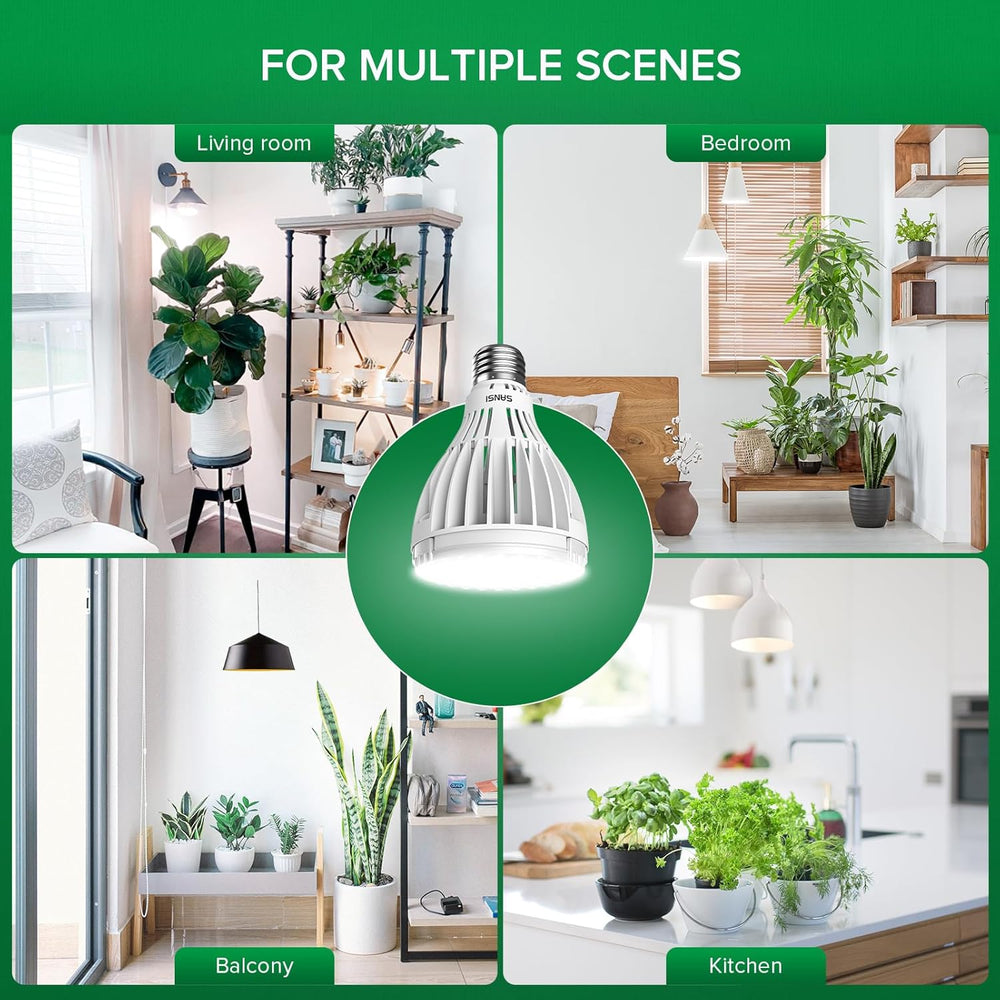 SANSI Lampă LED cu spectru complet de 30W pentru plante de interior, echivalent 250W, lampă de creștere E27 cu PPFD ridicat, lampă de creștere 4000K 660nm cu unghi de fascicul de 60° pentru răsaduri, legume, flori, hidroponie