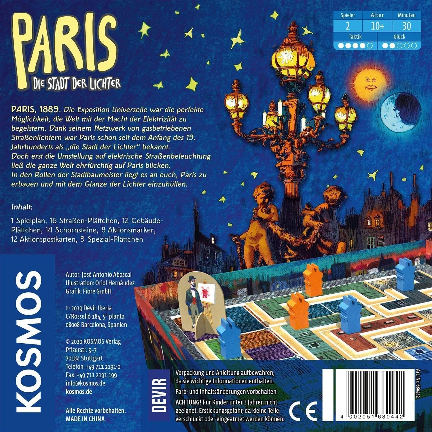 KOSMOS 680442 Paris - Orașul Luminilor, Duelul pentru cele mai bune șantiere de construcții, Joc de strategie pentru 2 jucători, cu reguli simple, Joc pentru 2 persoane cu vârsta de 10 ani și peste