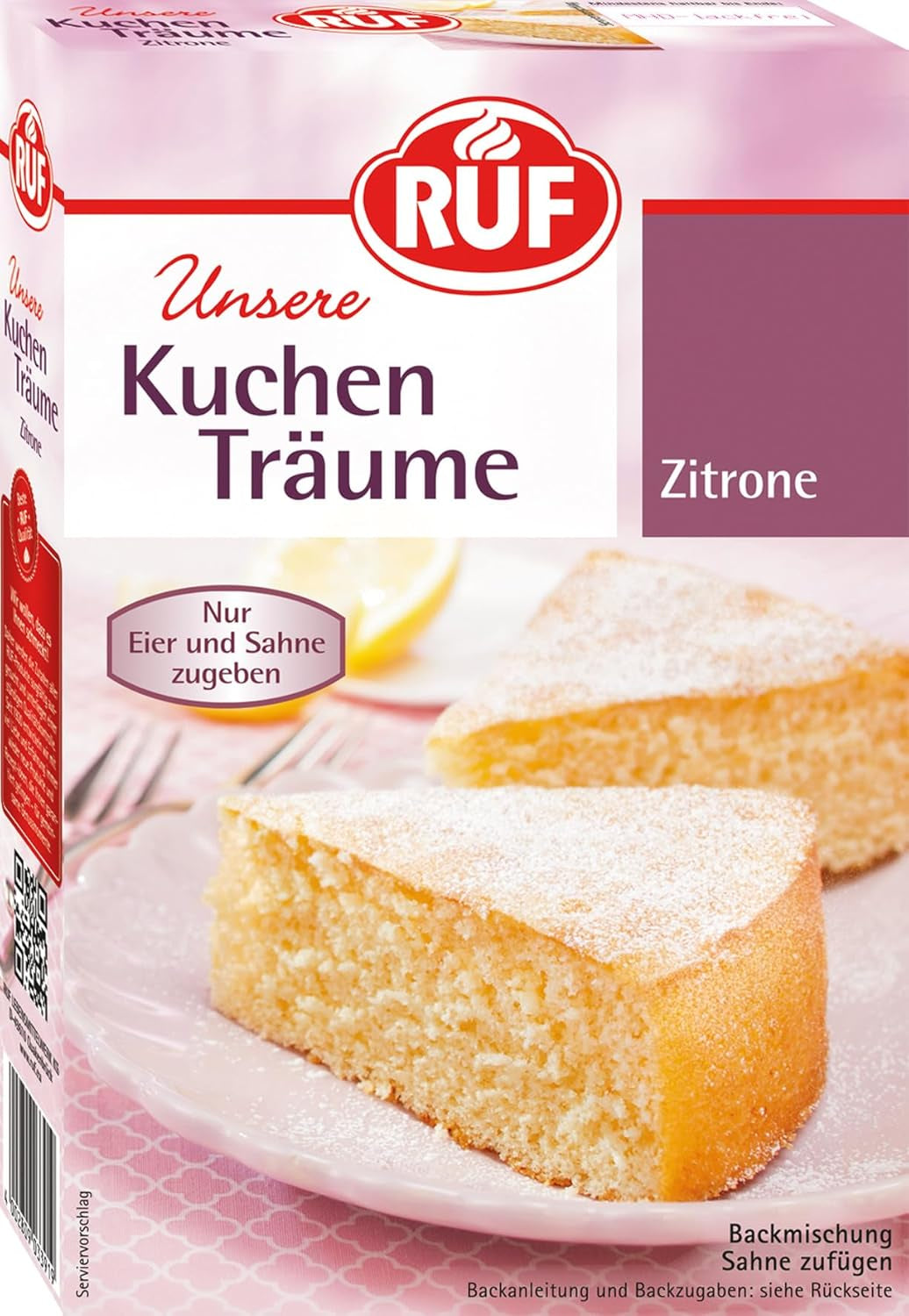 RUF Kuchen Träume Zitrone, Zitronenkuchen Traumhaft Einfach, Mit Puderzucker, Backmischung Für Einen Himmlisch Luftig Lockeren Kuchen Naty Shop Zitronenkuchen