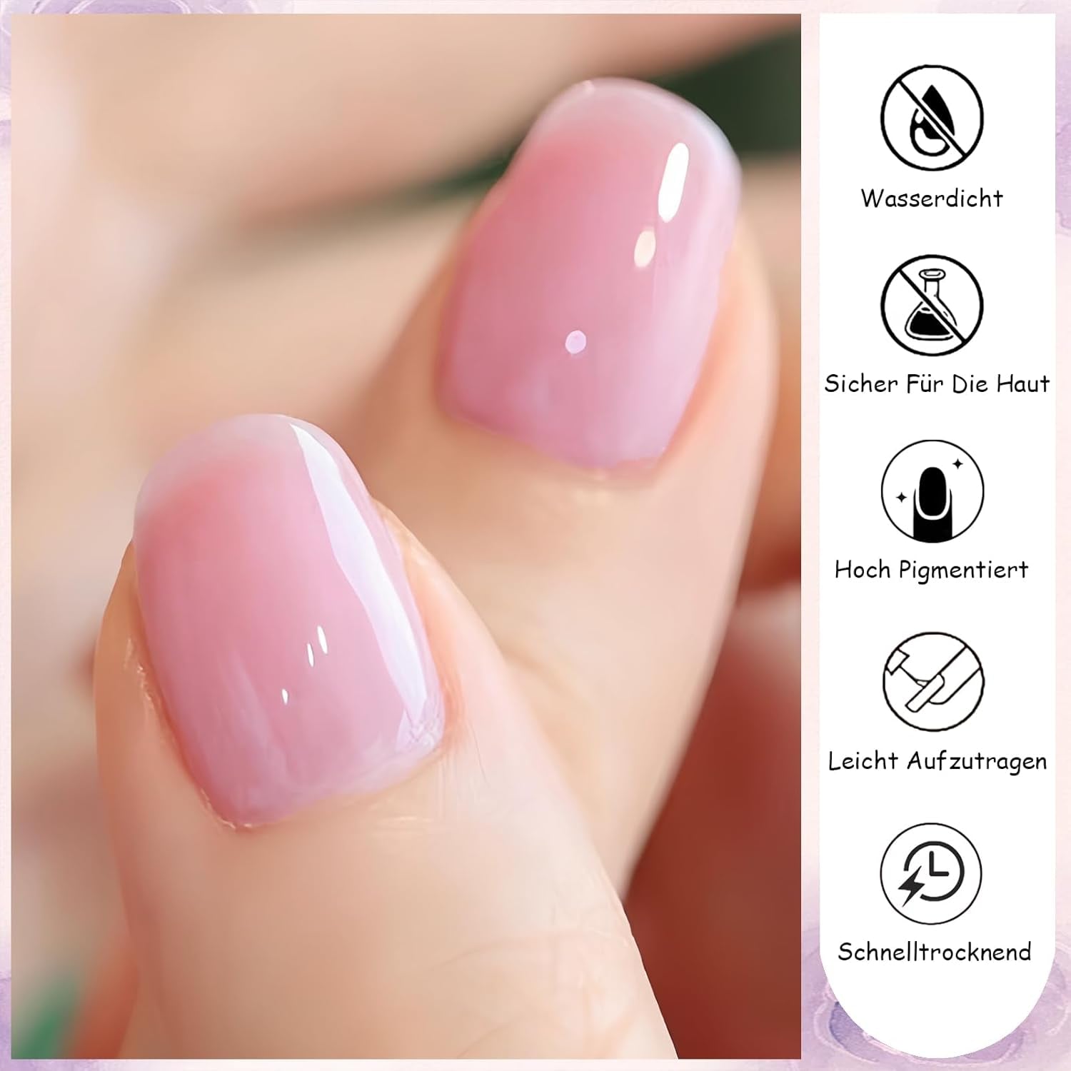 Oja Jelly Pink, 13 ml, Oja cu uscare rapidă, de lungă durată, natural translucidă, Oja obișnuită fără lampă UV pentru femei, Nail Art DIY (Roz clasic)