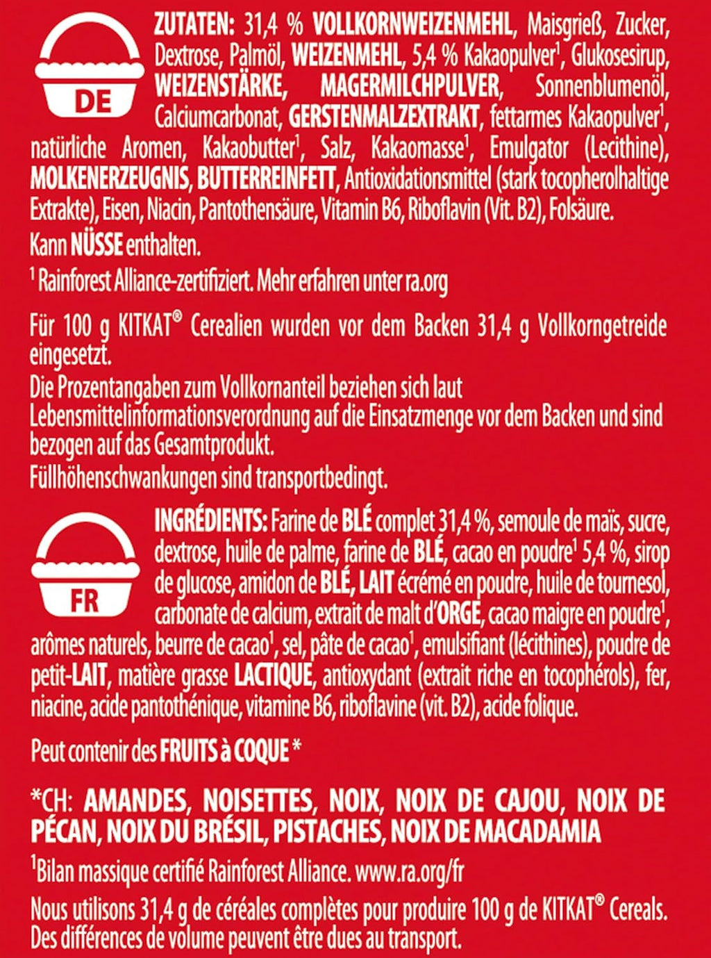 Nestlé Cereal, Knusprige Frühstücks-Cerealien Mit Der Typischen -Waffel Und Köstlicher Schokolade, 1Er Pack (1 X 330G) Cereale Naty Shop