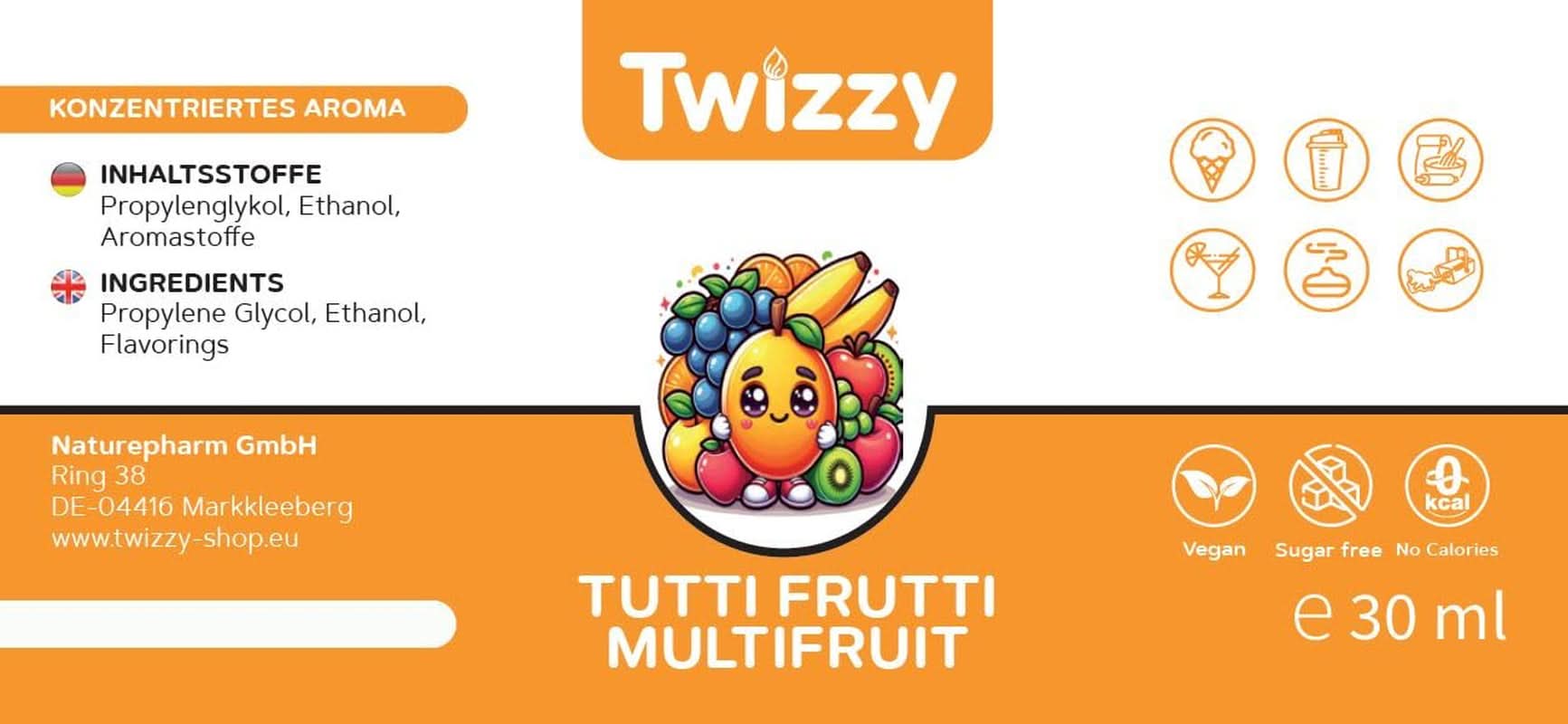 Twizzy Aroma Concentrata Tutti Frutti, 30 ml Arome Naty Shop