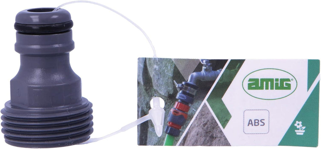 Amig - Adaptor mascul pentru conexiune robinet de 3/4 inch | Conexiune rapidă și ușoară pentru conducte de apă | Conexiune filetată | Plastic ABS și cauciuc | Gri