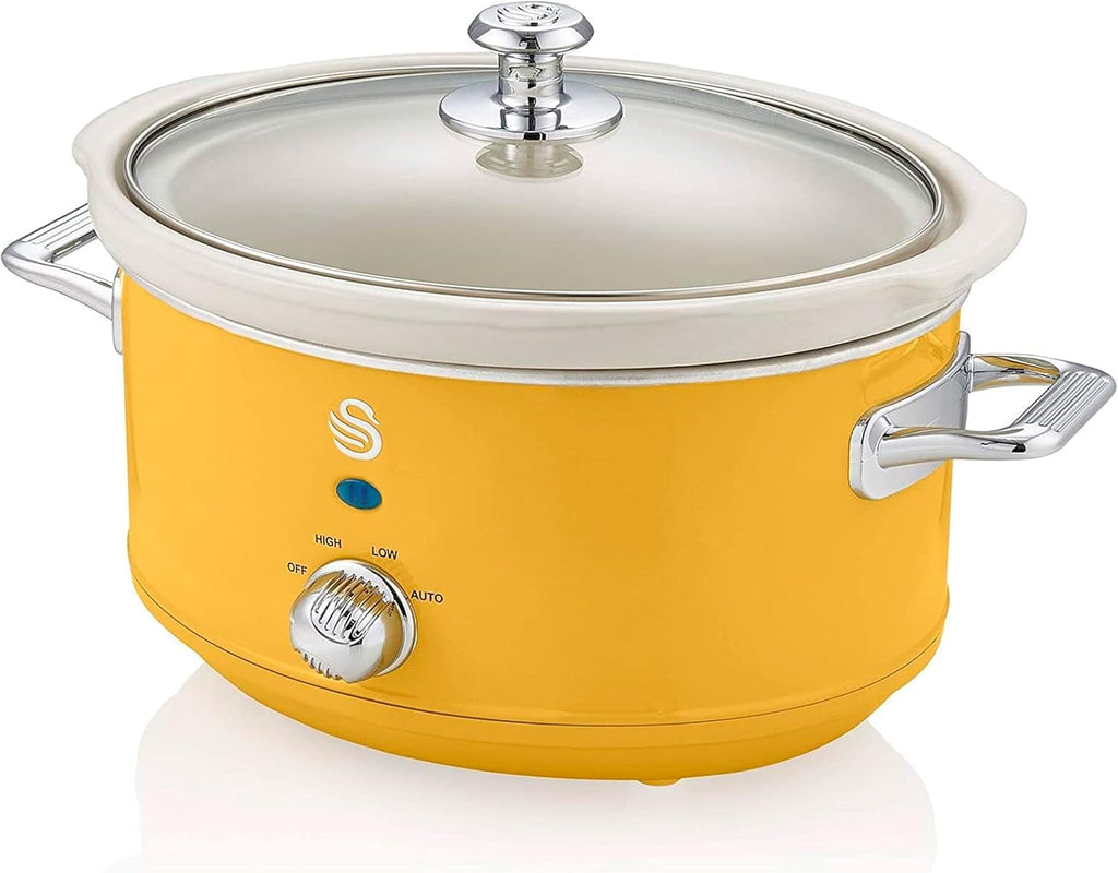 Swan Retro SF17021GRNEW Slow Cooker 3.5 litri, 200 W Slow Cooker Naty Shop Galben