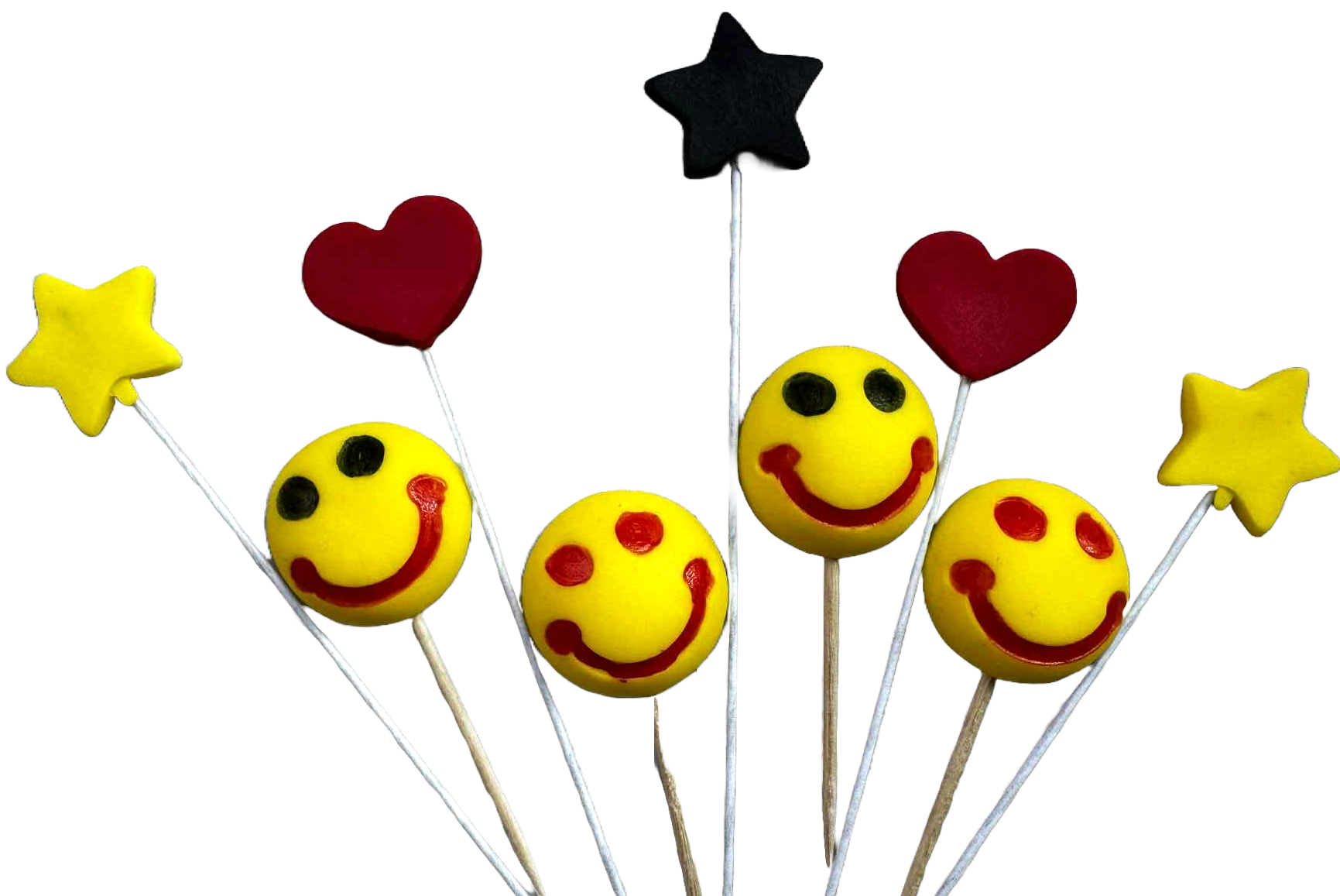 Set decoratiuni comestibile, Smiley face Decoratiuni din Pasta de Zahar Nati Shop