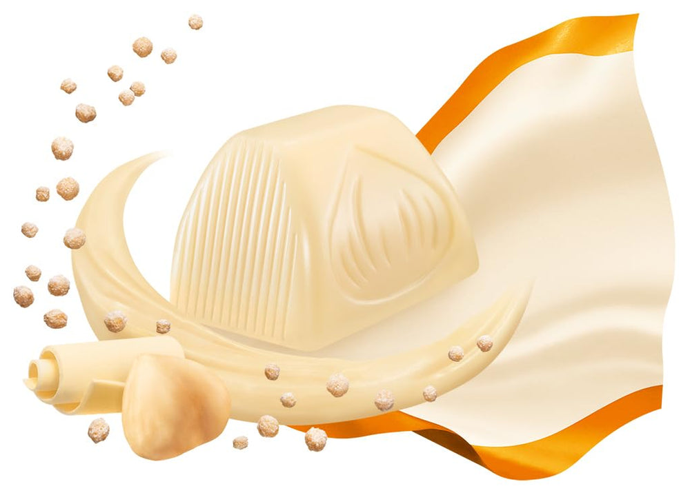 Ferrero Küsschen White Crispy – Cadou de Ziua Îndrăgostiților pentru el și ea – Alune prăjite crocante în cremă ușoară cu chipsuri crocante, acoperite cu ciocolată albă, 1 pachet de 20 de praline individuale