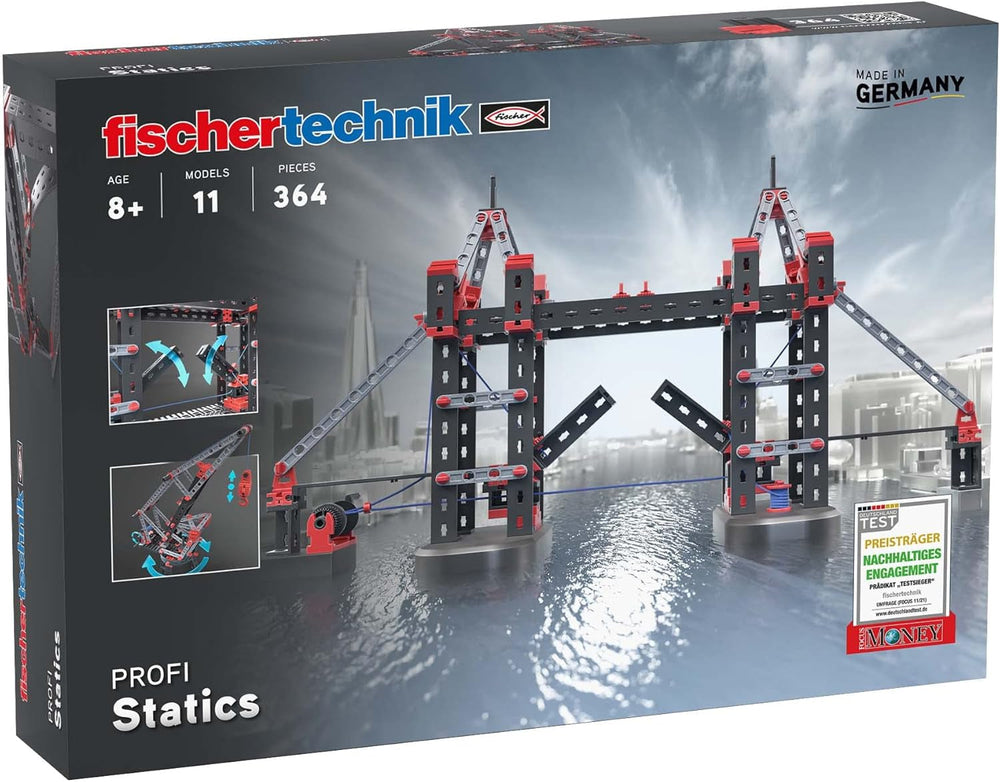 fischertechnik 536622 ADVANCED Mechanic & Static 2 – Bausatz für Kinder ab 9 Jahren, Experimentierkasten mit 30 Modellen, inkl. Motor, fördert technisches Verständnis, Rot