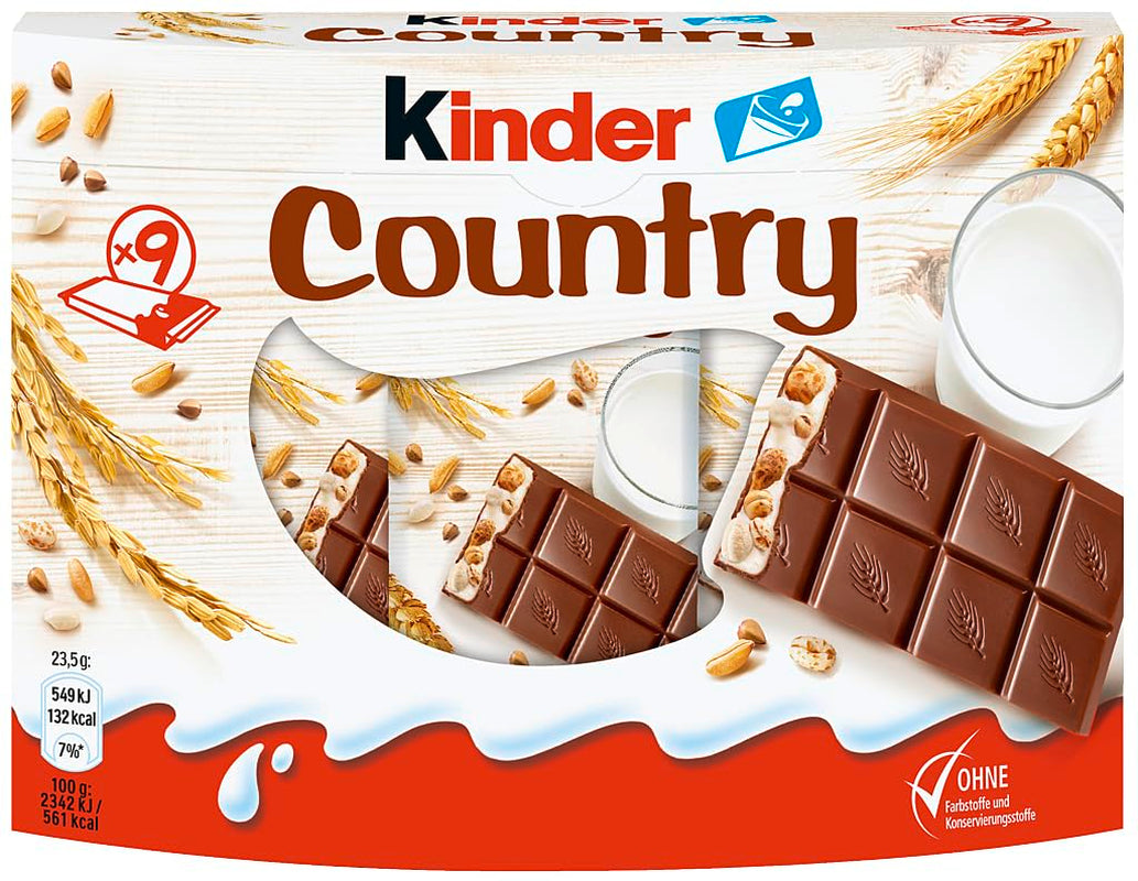 Batoane Kinder Country, 9 batoane, 212 g