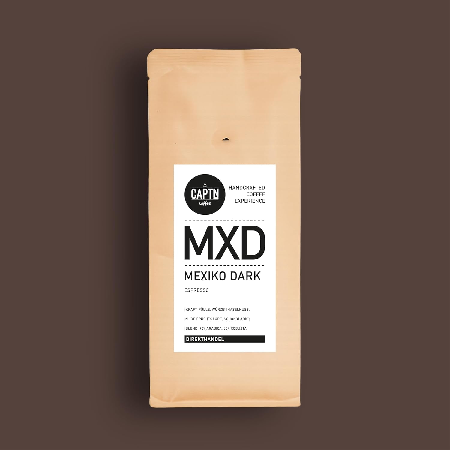 CAPTN Coffee MEXIKO DARK Espressobohnen 1kg | Kräftig, Haselnuss, Schokolade | ganze Bohne I Ideal für Vollautomat und Siebträger [Direkthandel]