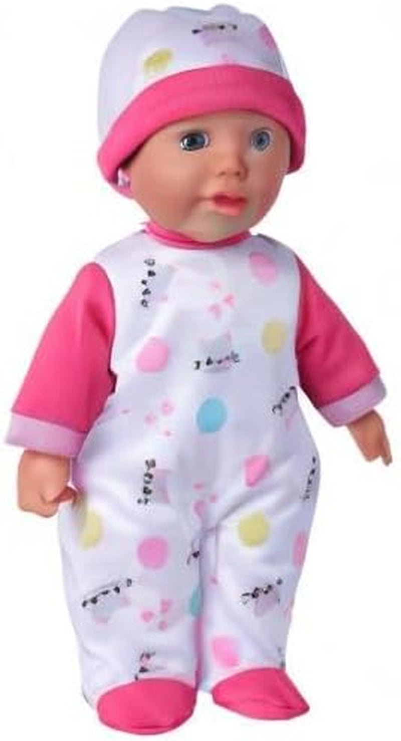 Simba 105140004 - Laura Cutie, păpușă cu corp moale și ochi adormiți într-o salopă drăguță în formă de pisicuță, 5 sunete, 30 cm, de la 12 luni