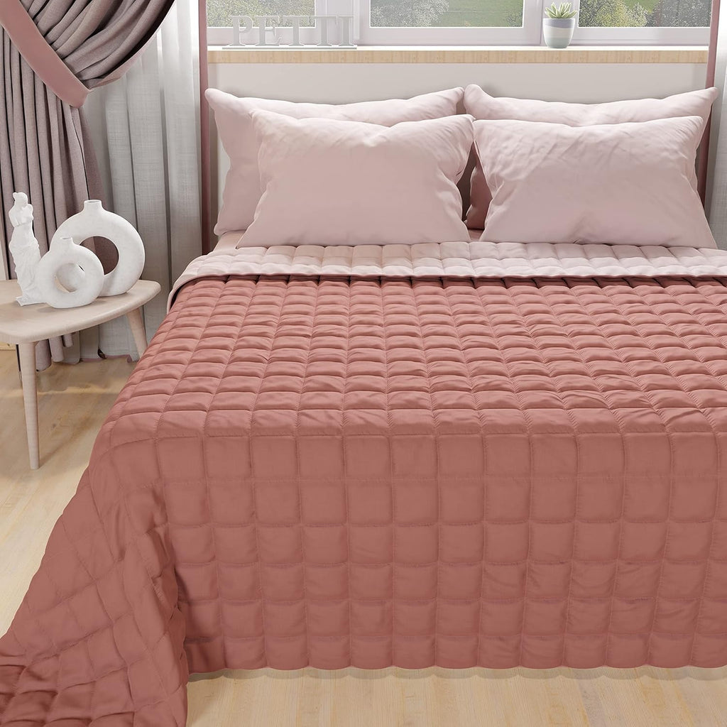 PETTI Artigiani Italiani - Cuvertură pentru pat single, cuvertură cu două fețe, cuvertură de primăvară, albastru miezul nopții, alb, 100% Made in Italy