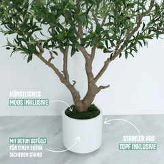 Olivenbaum Künstlich 210 Cm Inkl. Topf - Künstlicher Olivenbaum Mit Naturgetreuem Stamm, Realistischen Blättern & Oliven - Künstlicher Baum Für Indoor & Outdoor, Groß, Inklusive Moos & Topf