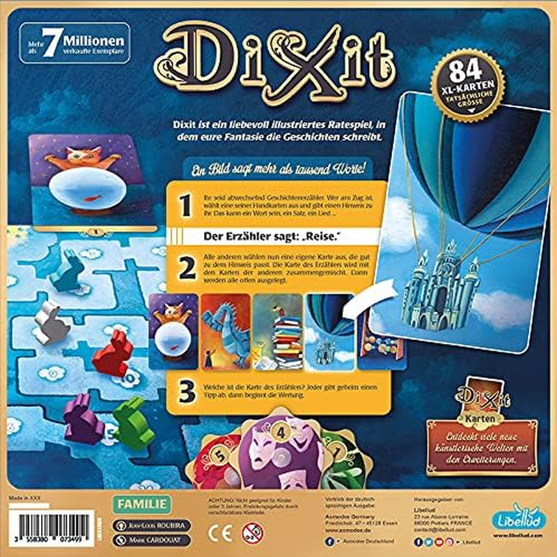 Asmodee, Dixit, versiune germană, joc de bază, O imagine valorează cât o mie de cuvinte, joc creativ de familie pentru 3-8 jucători cu vârsta de 8 ani și peste, Jocul anului 2010 cu o durată de joc de 30 de minute