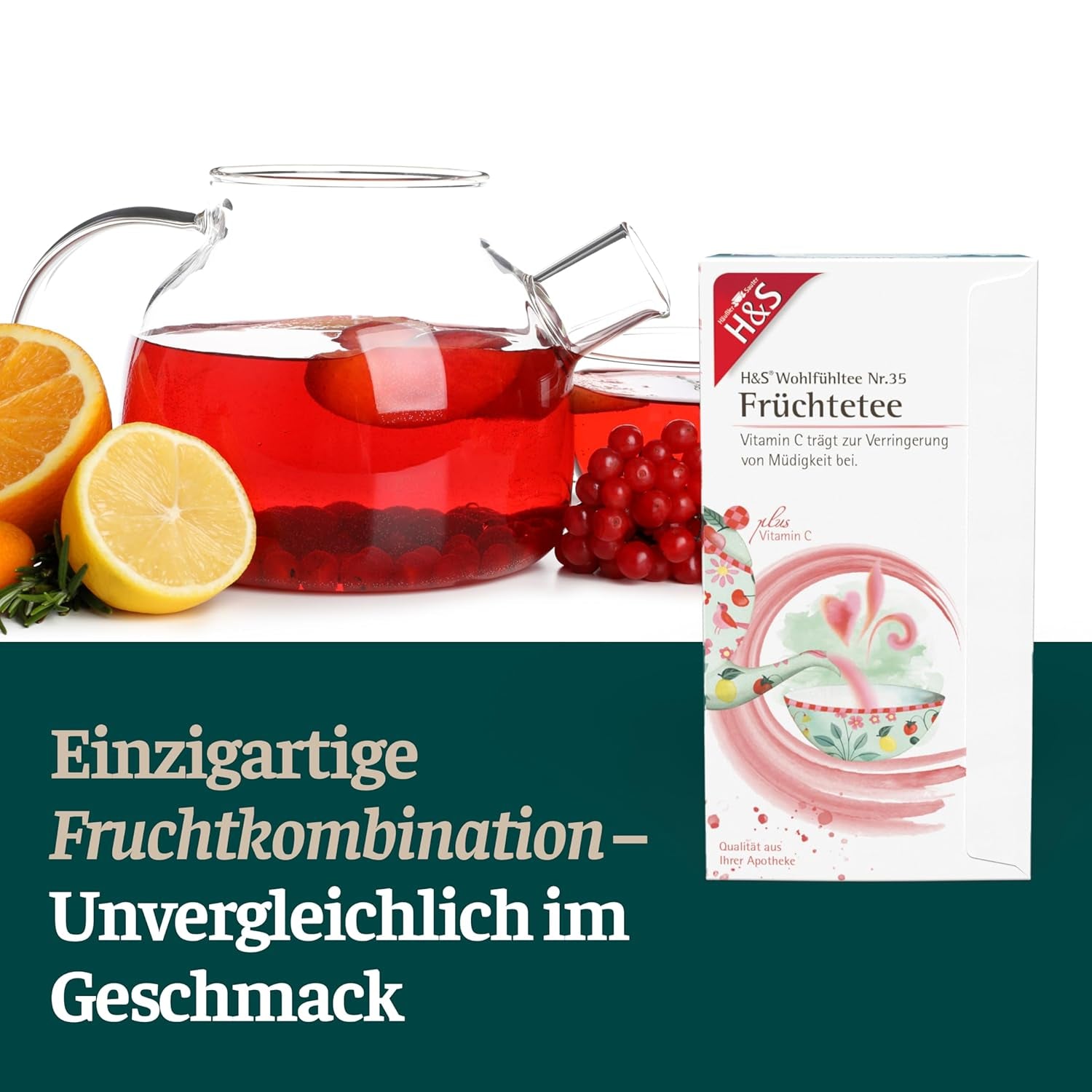H&amp;S Ceai de fructe cu vitamina C: amestec de ceai de fructe aromat și răcoritor, 20 x 2,7 g