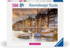 Ravensburger Puzzle 12000846, Locuri scandinave - Apus de soare în Copenhaga - puzzle jigsaw de 500 de piese pentru adulți și copii de peste 12 ani Puzzle Naty Shop