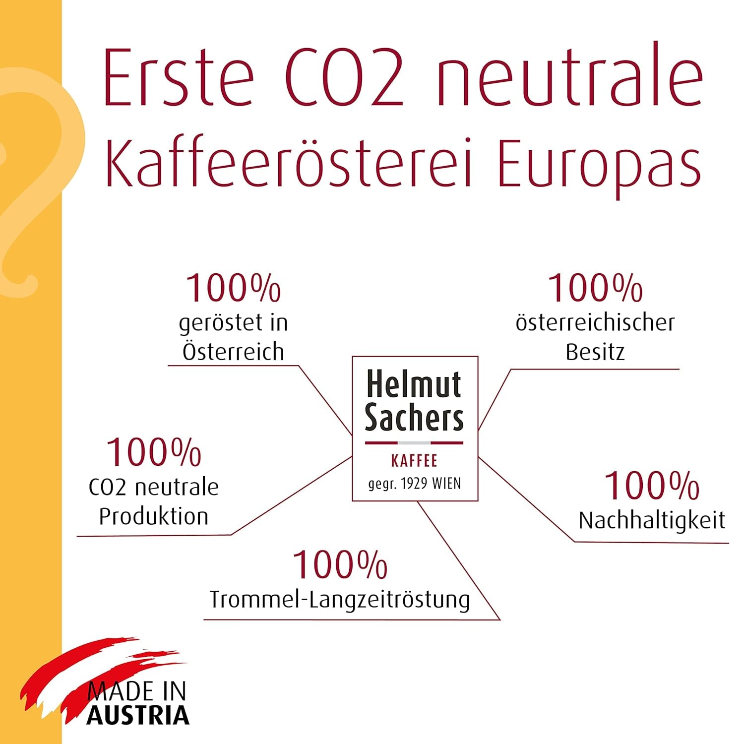 Cafea Helmut Sachers - Crema, Intensitate 4/5, 100% Arabica, boabe întregi de cafea, 6 x 500g