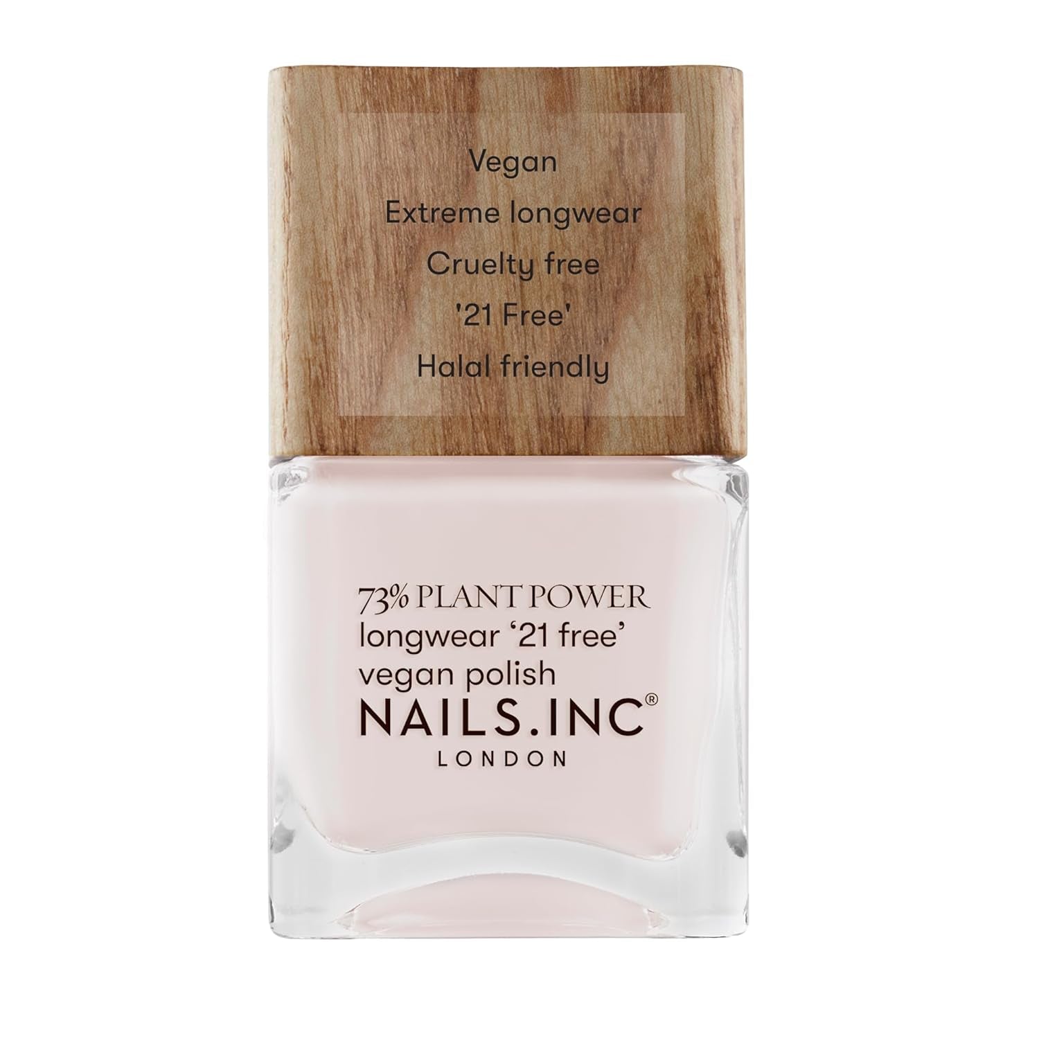 Nails Inc - Oja vegană GLOWING SOMEWHERE Plant Power - 73% pe bază de plante, 100% vegană și fără cruzime - Manichiură perfectă, sidefat strălucitor - Pentru o nail art ecologică