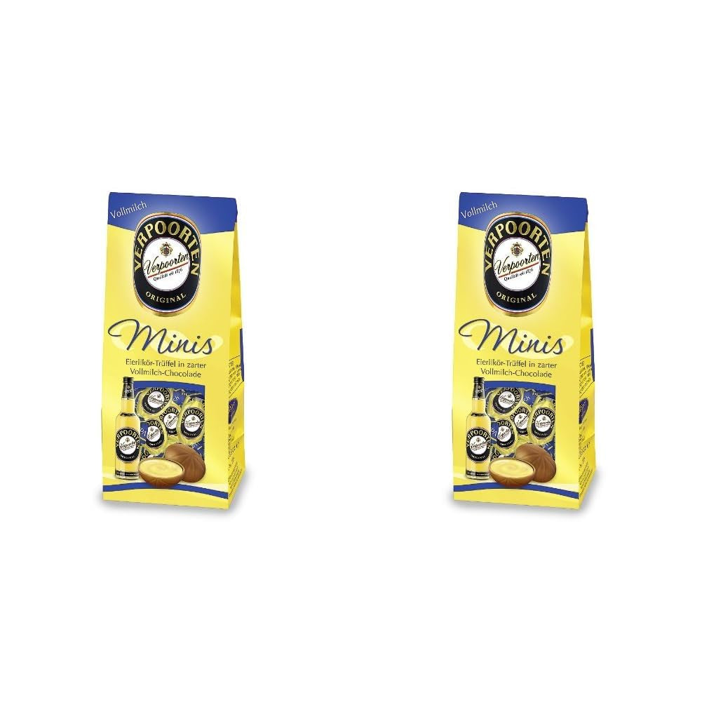 RCP Verpoorten Minis, Trufe cu lichior de ouă, Ciocolată cu lapte alpină, Umplutură lichidă, Conține alcool, Cadou minunat, 110 g (Pachet de 2)