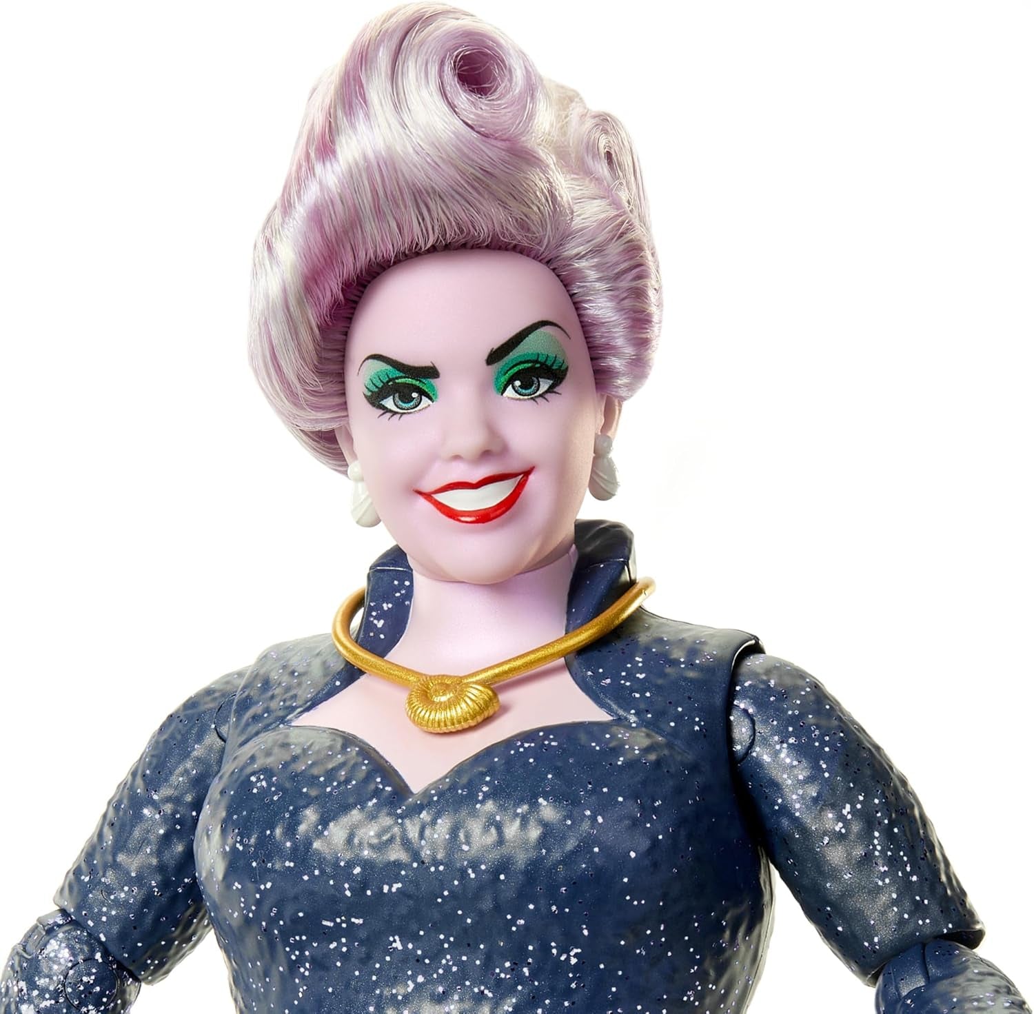 Mattel DISNEY Ariel Mica Sirenă - Ursula cu tentacule, colier detașabil și coc lavandă pentru distracție nesfârșită de coafare, potrivit pentru copiii cu vârsta de 3 ani și peste, HLX12