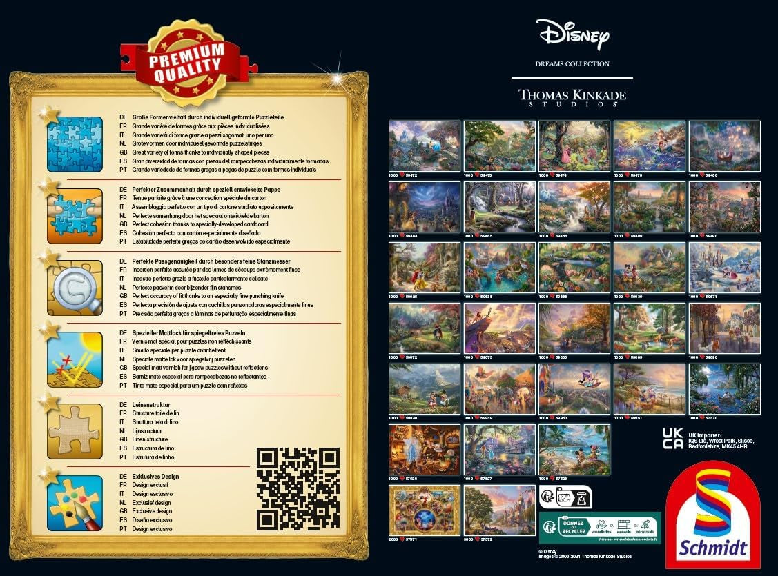 Schmidt Spiele 58038 Disney, Cenusareasa fericita pentru totdeauna, Thomas Kinkade, puzzle jigsaw 1000 piese, multicolor Puzzle Naty Shop