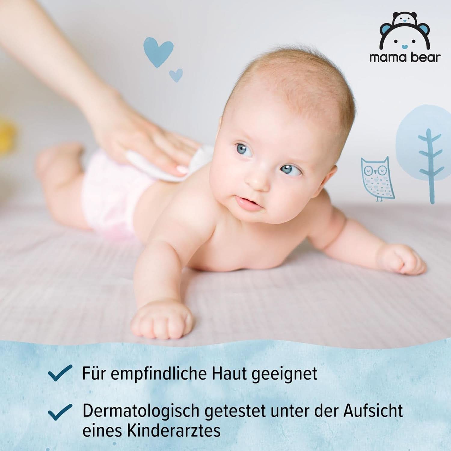 Șervețele ultrasensibile pentru bebeluși Mama Bear, fără parfum Naty Shop