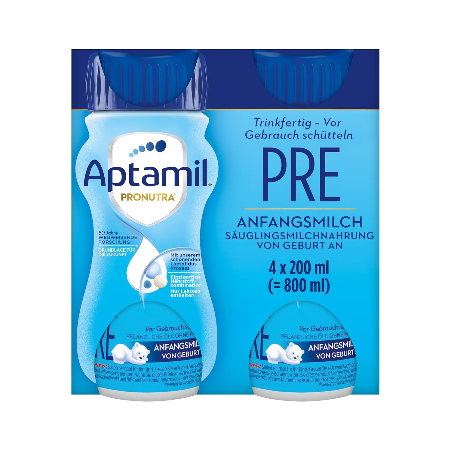 Aptamil Pronutra Pre – Formulă pentru sugari de la naștere – Cu uleiuri vegetale, fără ulei de palmier – 6 x 4 x 200 ml (4800 ml)