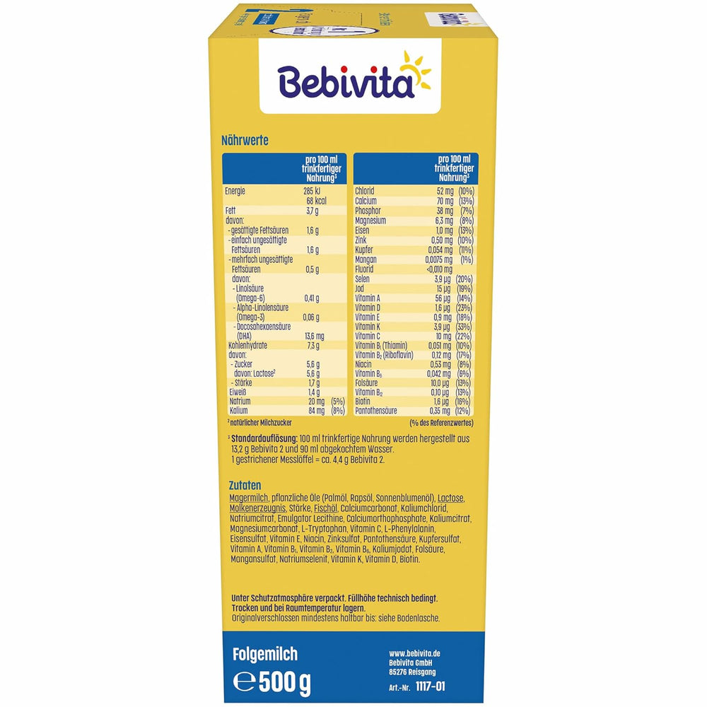 2 Folgemilch (4 x 500g), nach dem 6. Monat, mit Vitamin C und D, Omega-3 (DHA), altersgerecht sättigend