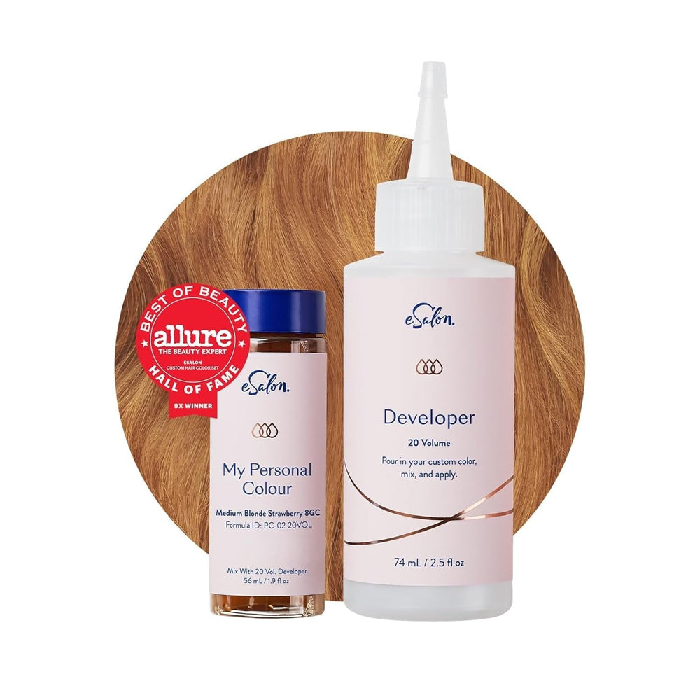 Set colorant permanent pentru păr, 100% acoperire gri, colorare la domiciliu, 0% amoniac vopsele de păr, vopsele de păr multidimensionale, vopsele de păr profesionale Vopsea pentru par Naty Shop Căpșuni blonde medii 8Gc