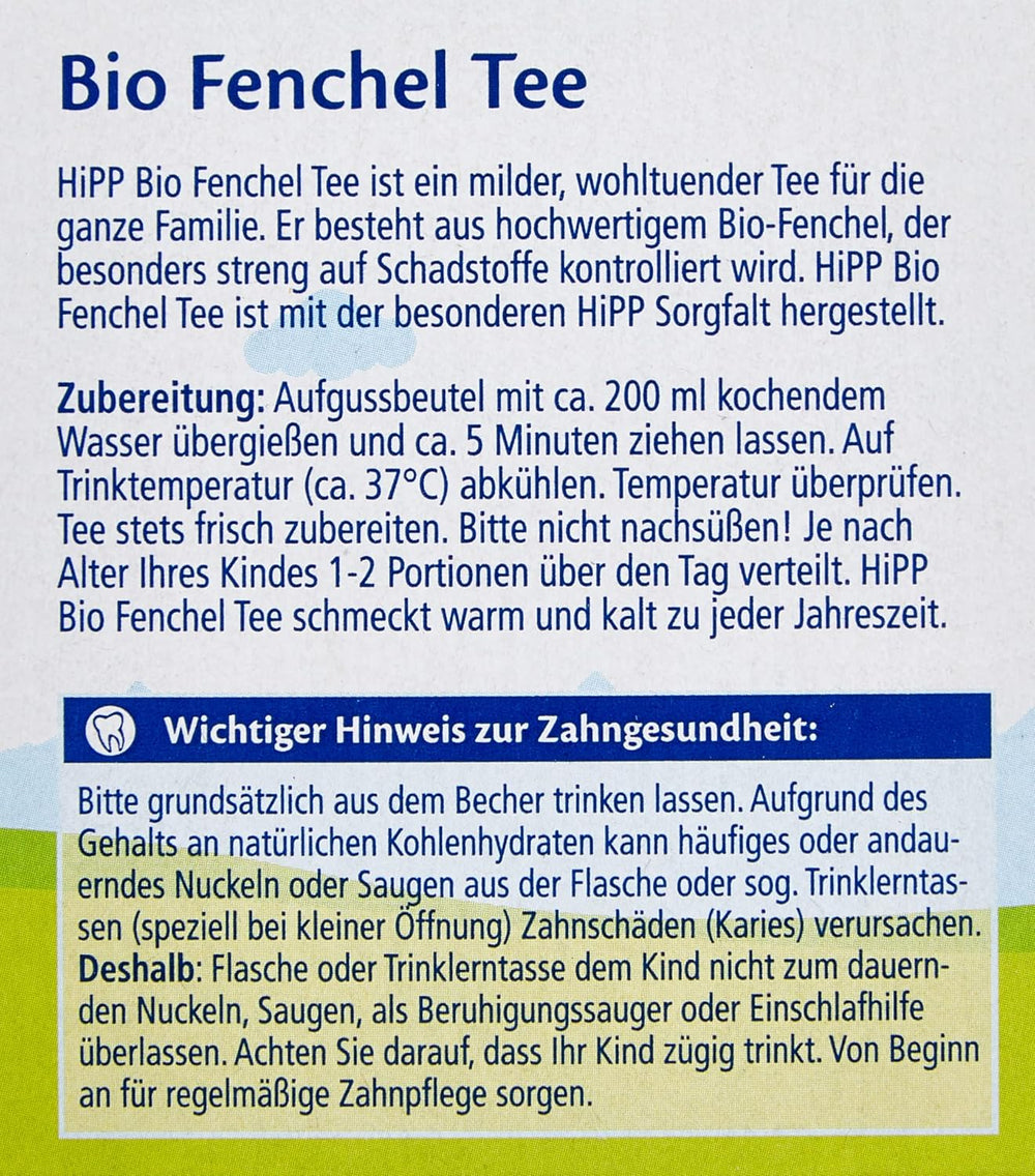 Hipp Organic Tea Drinks Ceai organic de musetel, pachet de 6 (6 x 30 g) Naty Shop